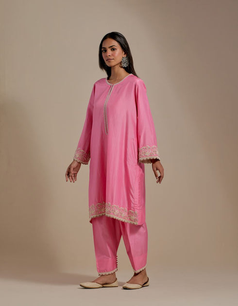 Padma pink embroidered tunic with trousers-4