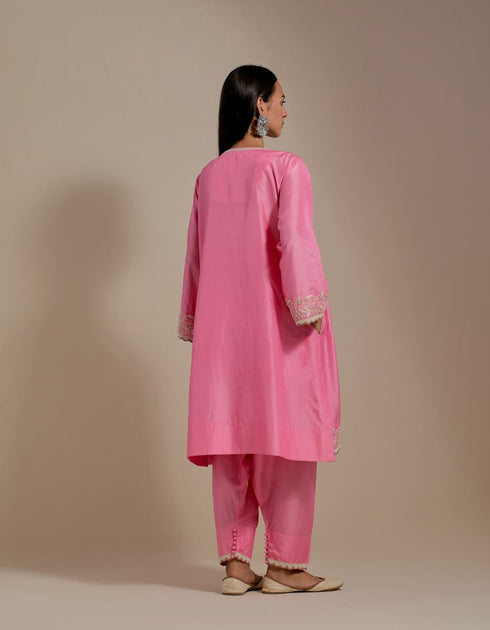 Padma pink embroidered tunic with trousers-4