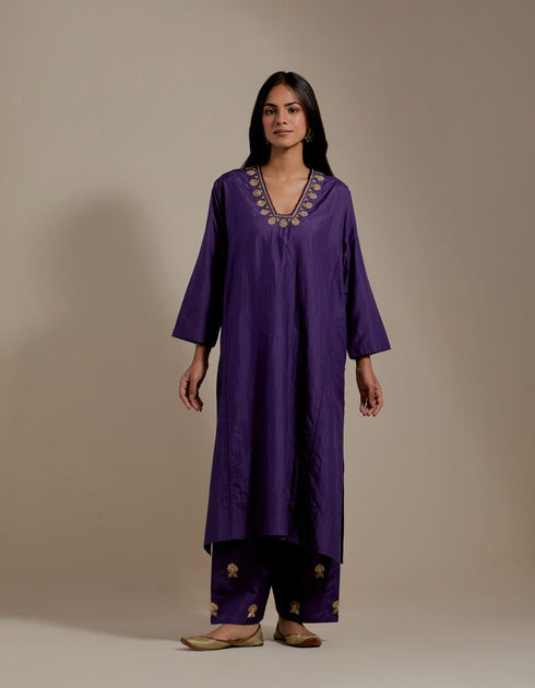 Padma purple embroidered tunic with trousers-1