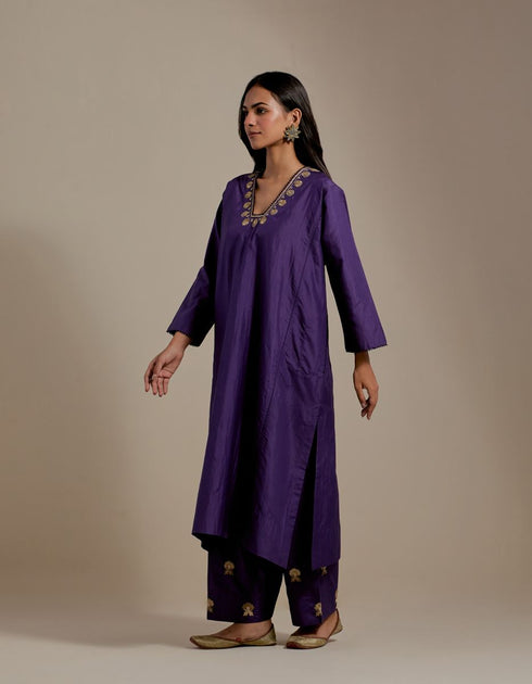 Padma purple embroidered tunic with trousers-1