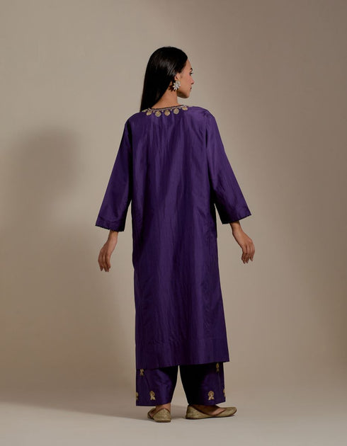 Padma purple embroidered tunic with trousers-1