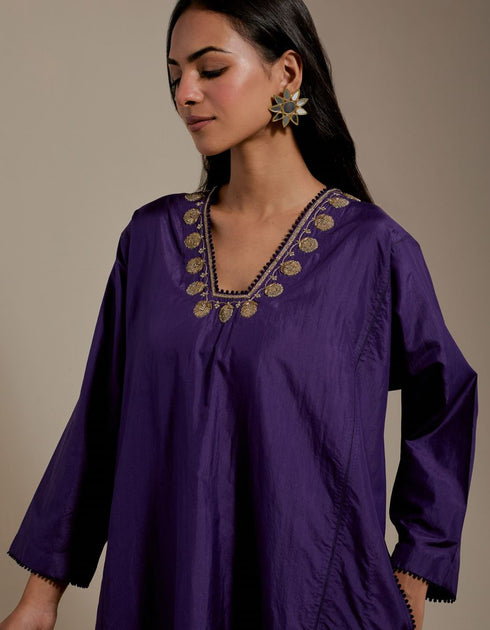 Padma purple embroidered tunic with trousers-1