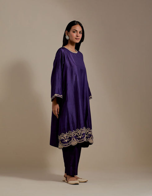 Padma purple embroidered tunic with trousers-2
