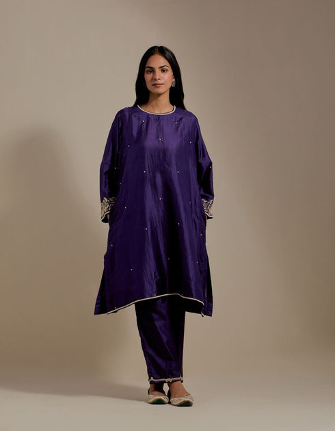 Padma purple embroidered tunic with trousers-3