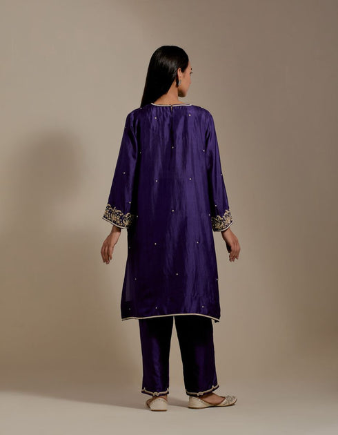 Padma purple embroidered tunic with trousers-3