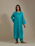 Padma turquoise embroidered tunic with trousers-1