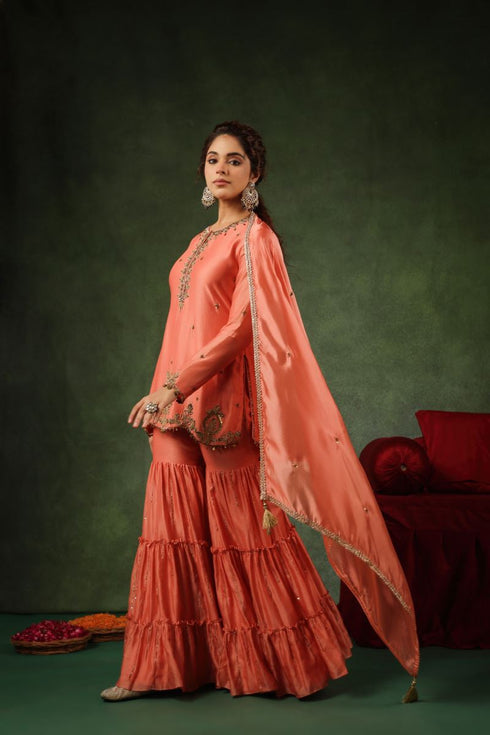 Pakeezah gharara joda narangi set