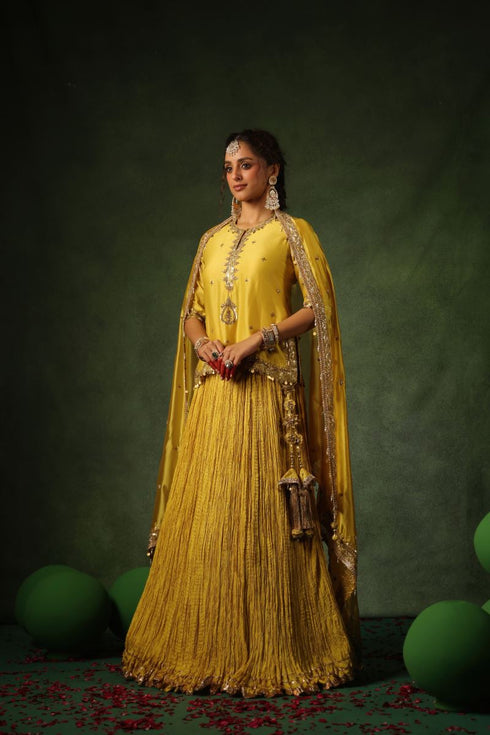 Pakeezah zardozi ambi kurta lehenga sunehra set
