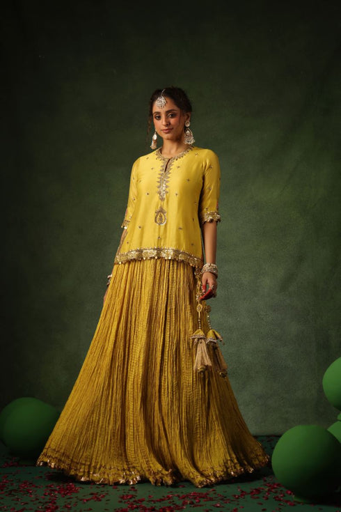 Pakeezah zardozi ambi kurta lehenga sunehra set
