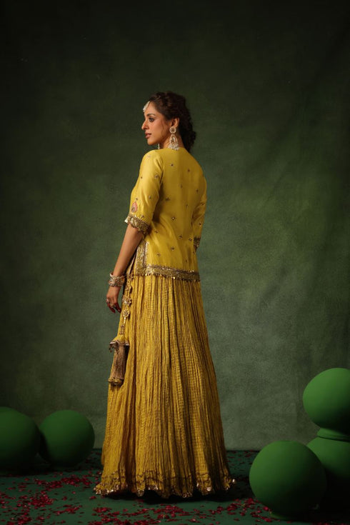 Pakeezah zardozi ambi kurta lehenga sunehra set