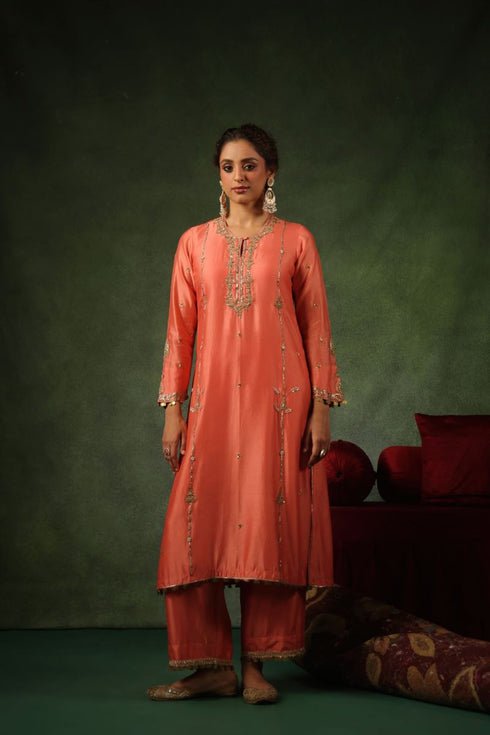 Pakeezah zardozi patti butaa joda narangi set