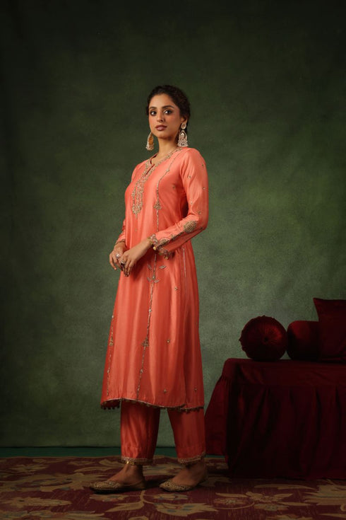 Pakeezah zardozi patti butaa joda narangi set
