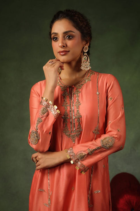 Pakeezah zardozi patti butaa joda narangi set