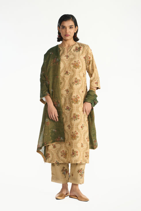 Parijat beige kurta set