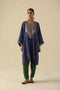 Parizad ink blue and deep green kurta set