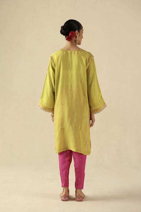 Parizad lime green and fuchsia pink kurta set