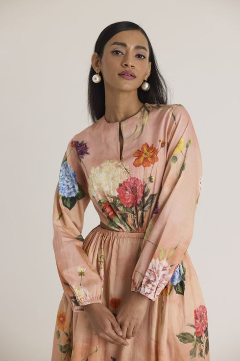 Peach buttercup both side cut dress