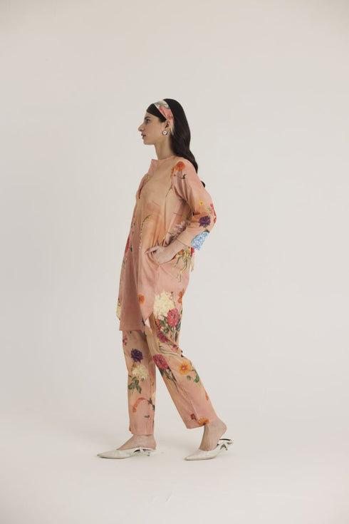 Peach buttercup short kurta set