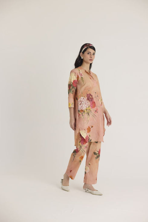 Peach buttercup short kurta set