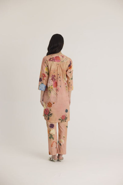 Peach buttercup short kurta set