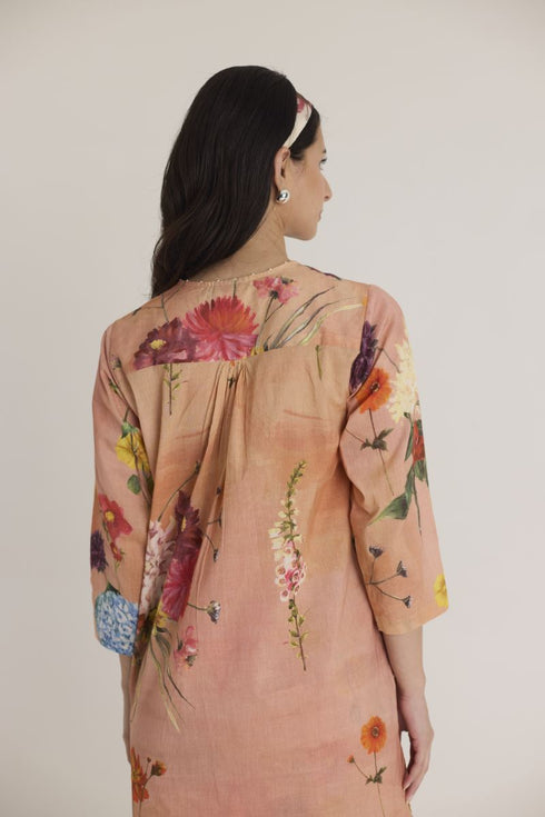 Peach buttercup short kurta set