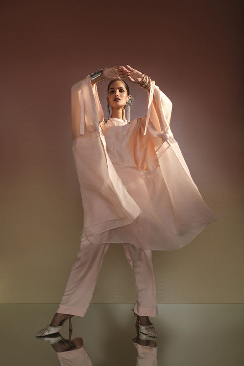 Peach cape with trouser