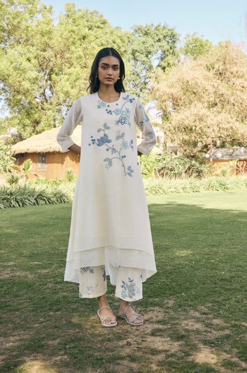 Pearl applique embroidered co-ord set