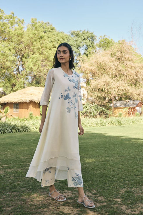 Pearl applique embroidered co-ord set