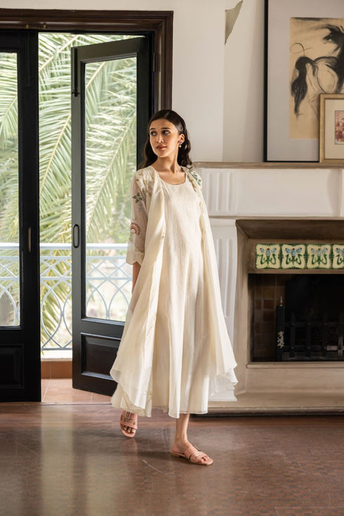 Pearl embroidered jacket dress