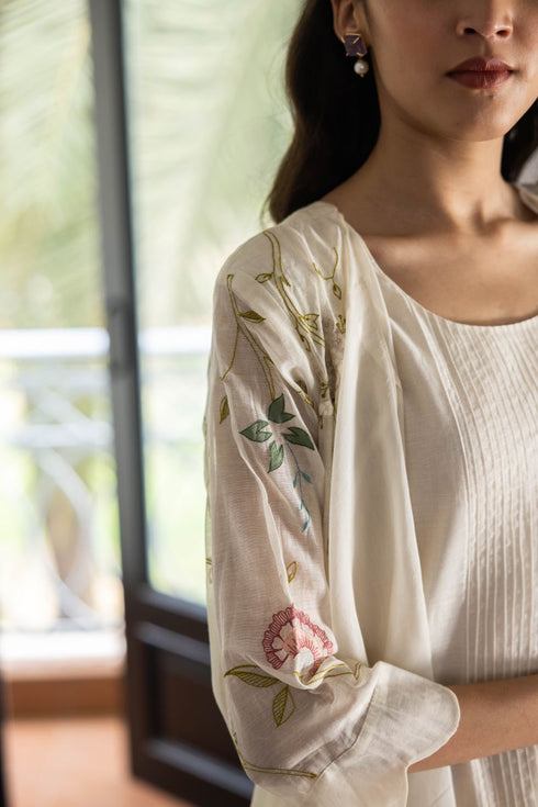 Pearl embroidered jacket dress