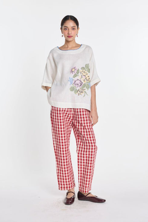 Pearl embroidered top