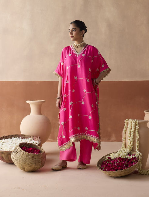Pearl fuchsia pink kaftan set
