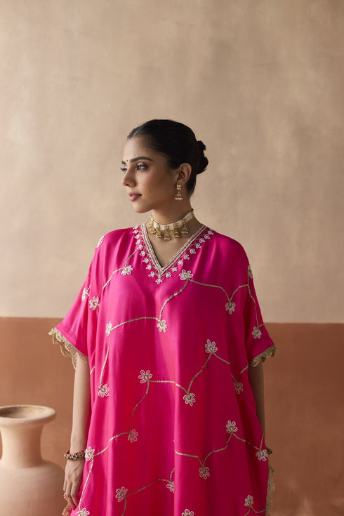 Pearl fuchsia pink kaftan set