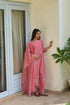 Peony applique embroidered kurta set