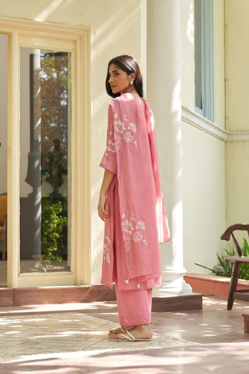Peony applique kurta set