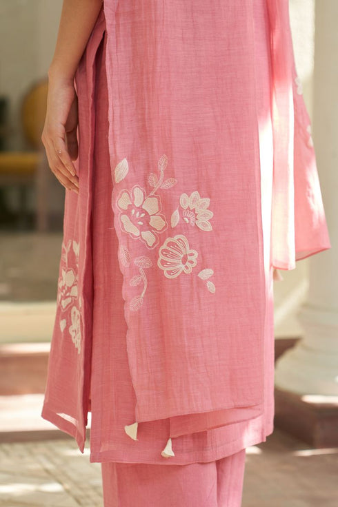 Peony applique kurta set