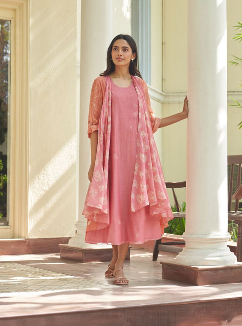 Peony pintuck jacket dress