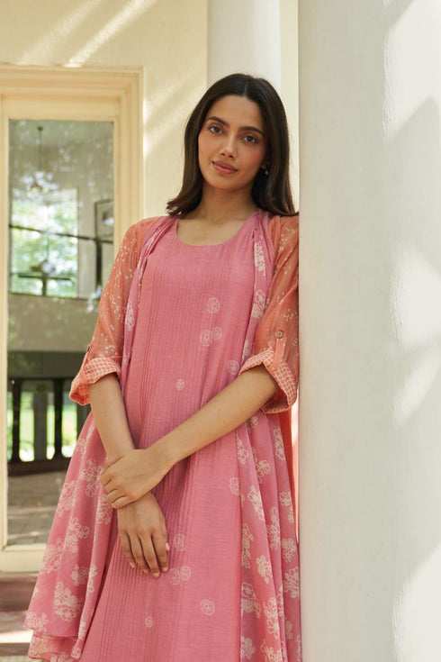 Peony pintuck jacket dress