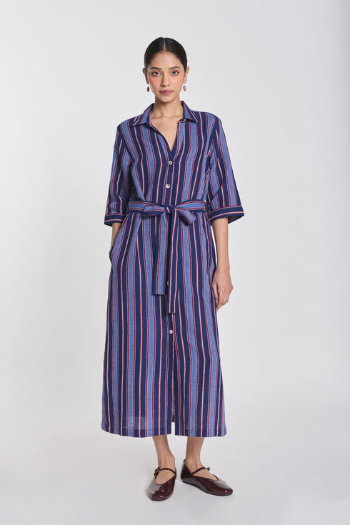 Pimpernel stripe belted dress