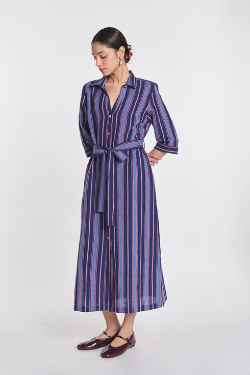Pimpernel stripe belted dress