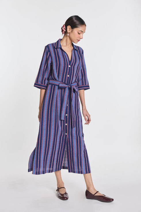 Pimpernel stripe belted dress