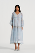 Pine steel blue maxi dress