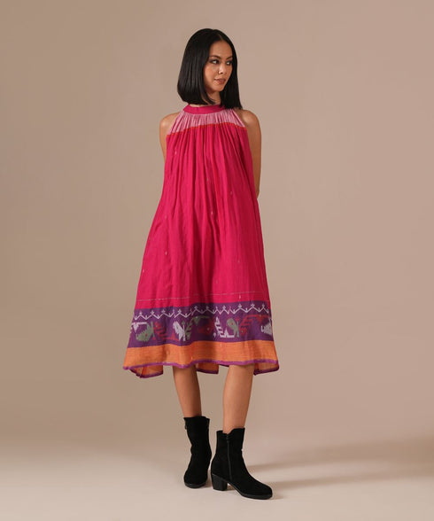 Pink ember gathered dress