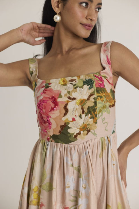 Pink hazel embroidered dress