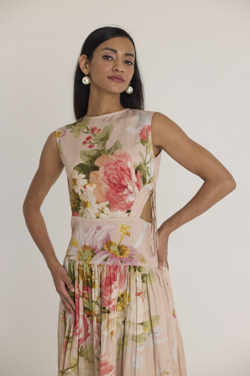 Pink hazel side cut out dress