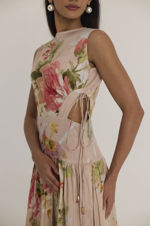 Pink hazel side cut out dress