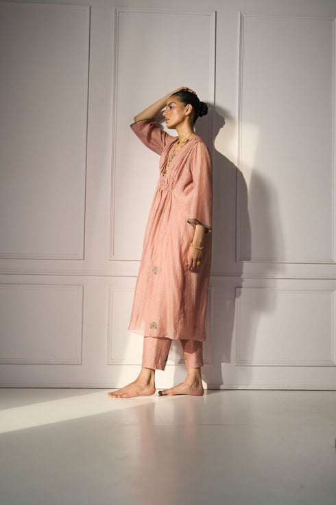 Pink kashni kaftan set