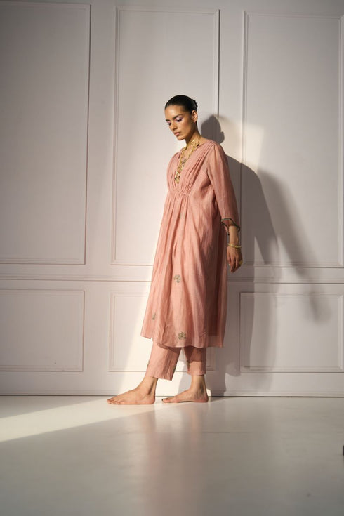 Pink kashni kaftan set