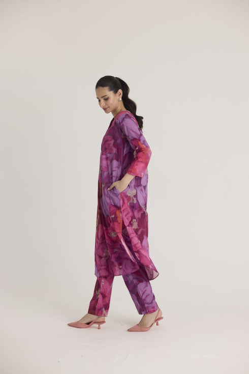 Pink violet gia style kurta set