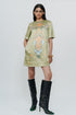 Pista green printed silk dress